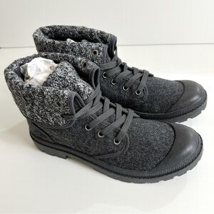 Rocket Dog Pilot Joshua Fabric Platoon Fabric Combat Moto Boot Womens 9 Charcoal